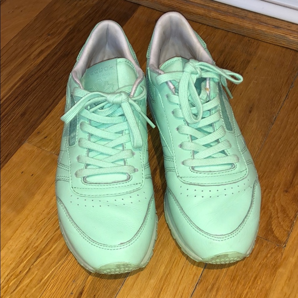 Reebok pistachio colored sneakers